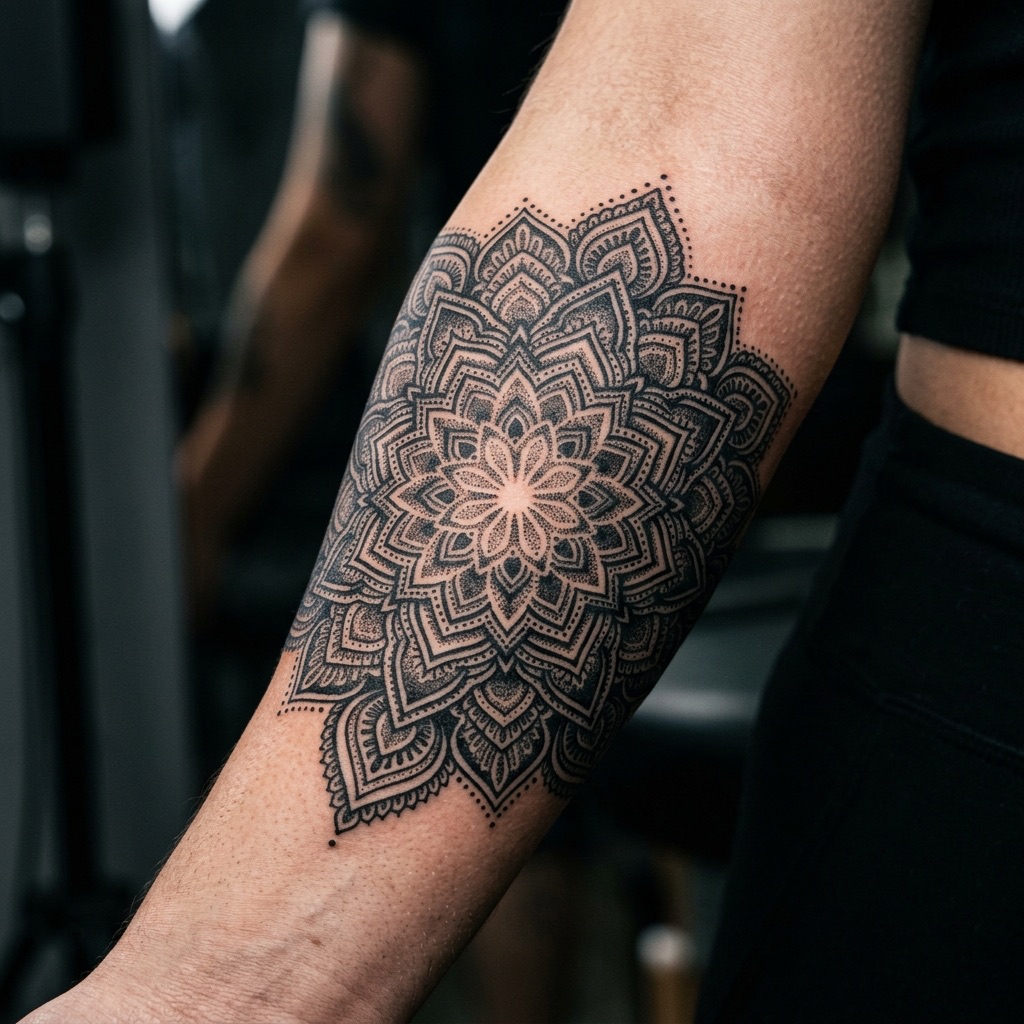Blackwork Mandala Tattoo